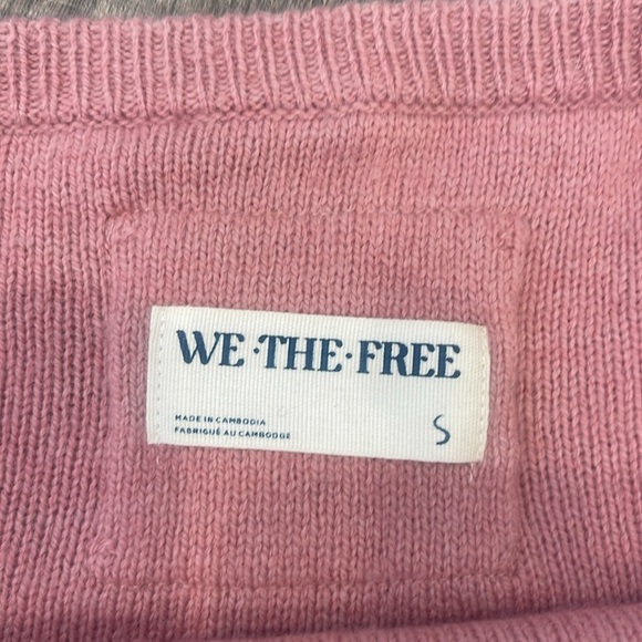 WE THE FREE - Free People Into the Blue Stripe Crop Sweater Rose Blush Combo - Picture 7 of 7